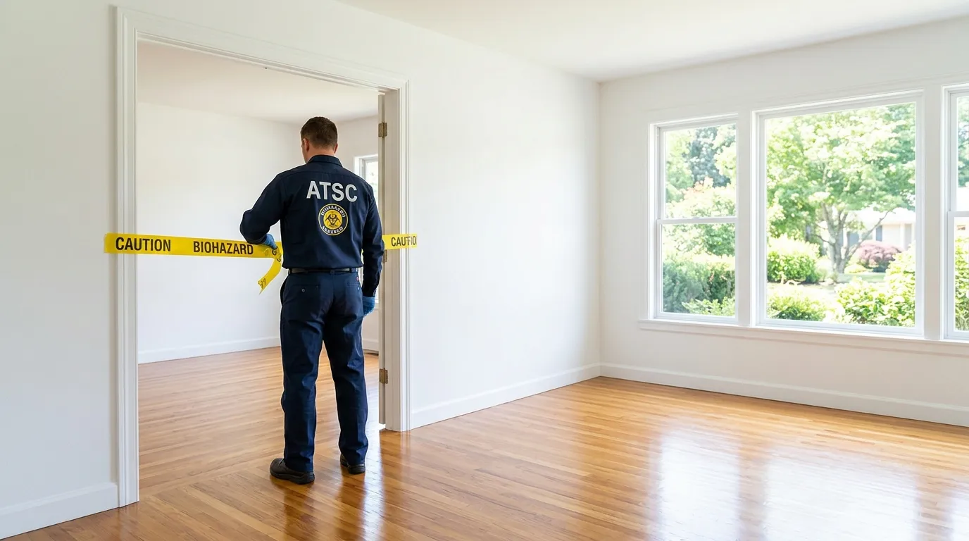 Certified biohazard cleanup crew performing Trauma Scene Cleanup in East Rochester